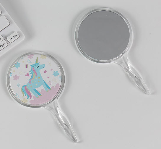 กระจกพกพา,กระจกด้ามจับสกรีนโลโก้,145*80mm,ขั้นต่ำ1,000ชิ้น