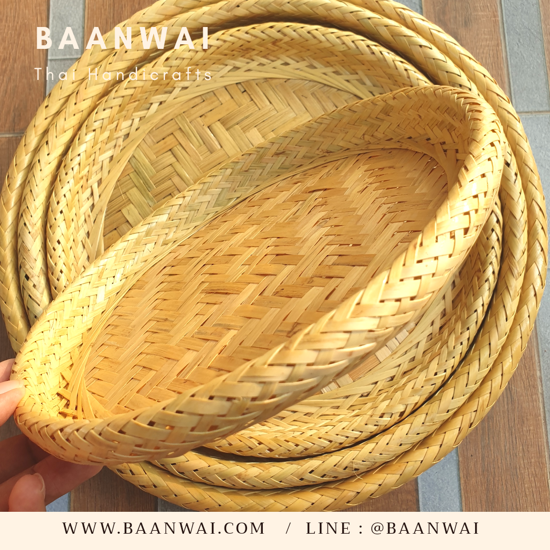 กระจาดกลม ถาดไม้ไผ่ ทรงกลม