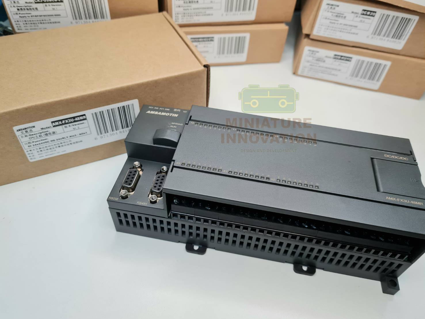 AMX FX3U-48MR for Mitsubish MELSEC Series FX3U PLC Amsamotion RS485 RS232 Relay Transistor 2AI/1AO 24DI/24DO MODBUS Analog Controller USB-SC09-FX Programming Cable