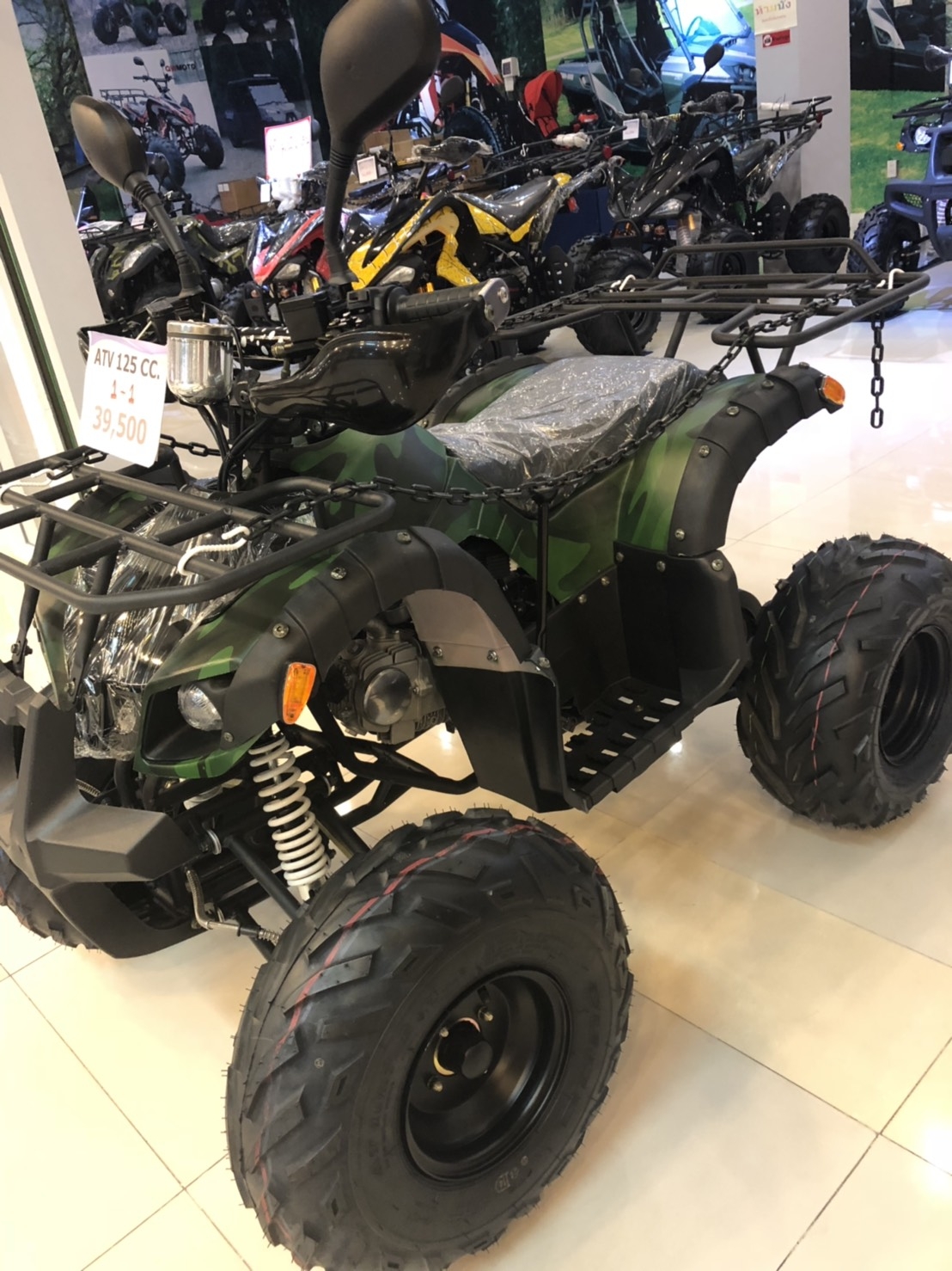 ATV125cc โมเดลใหม่ปีล่าสุด นำเข้ามาตราฐานยุโรปเครื่องยนต์คุณภาพ Shinery ระบบเกียร์ออโต้1 + 1เกียร์ถอย ออโต้คลัส ขนาดรถ: 148X1020x1100MM
