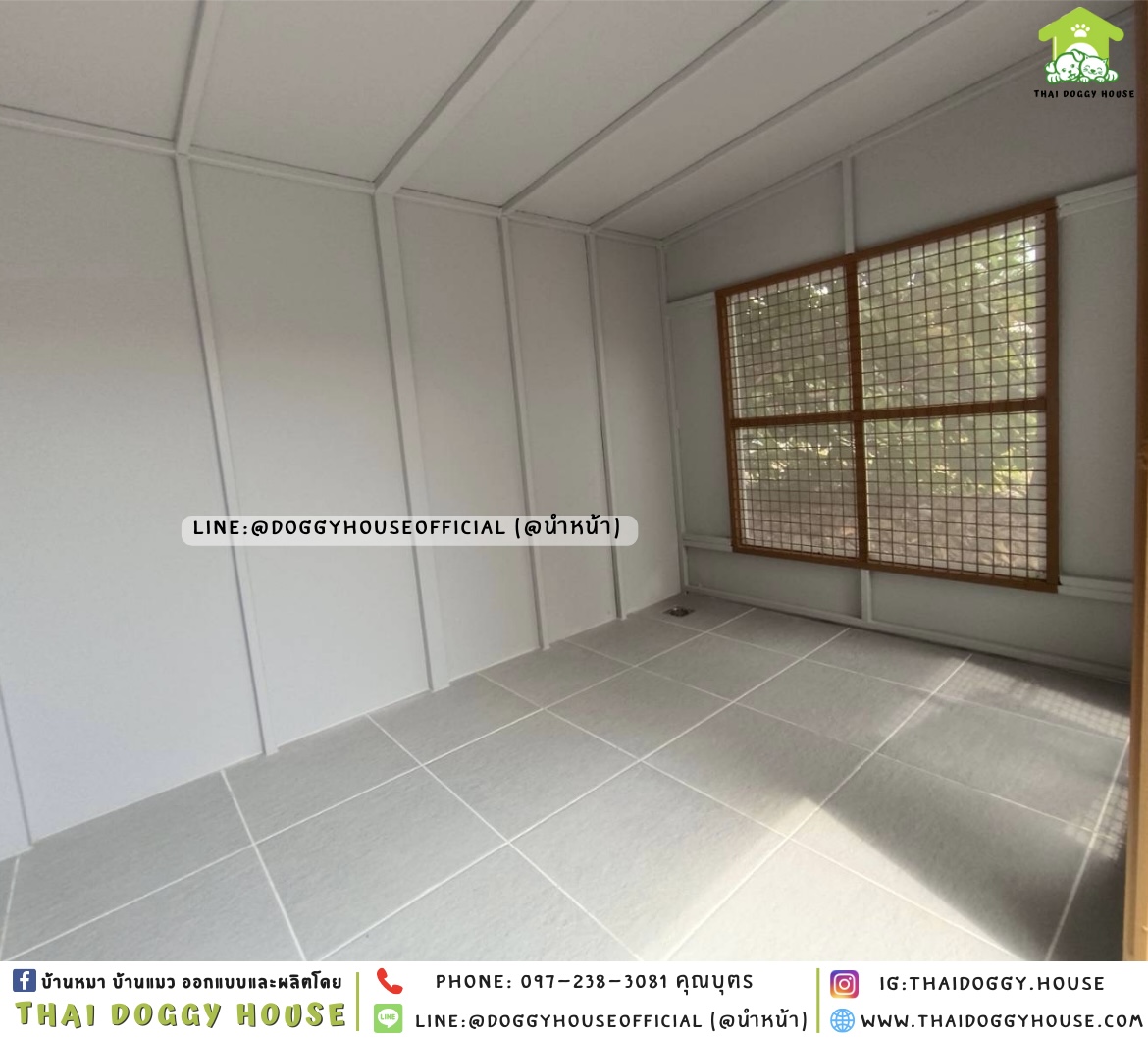 บ้านหมา หลังใหญ่ ติดพัดลม มีมุ้งลวด + ตะแกรงเหล็ก แบบบ้าน 𝐁𝐨𝐱 𝐬𝐭𝐲𝐥𝐞