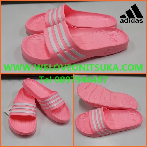 รองเท้าแตะ Adidas สีชมพูคาดขาว เบา ใส่สบาย ของแท้ 100% เท่านั้น B35947