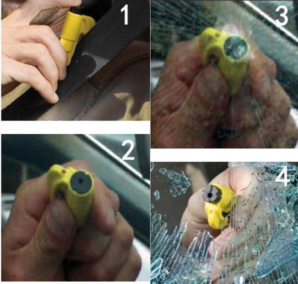 อุปกรณ์ทุบกระจกรถยนต์ยามฉุกเฉิน,อุปกรณ์ทุบกระจก