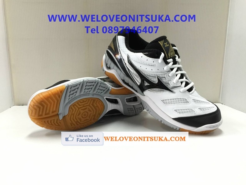 Mizuno Wave Rydeen ขาวคาดดำ รุ่นใหม่ พื้นหนานุ่ม ใส่สบายเท้า รองรับแรงกระแทกอย่างดี น่าใช้ V1GA162009