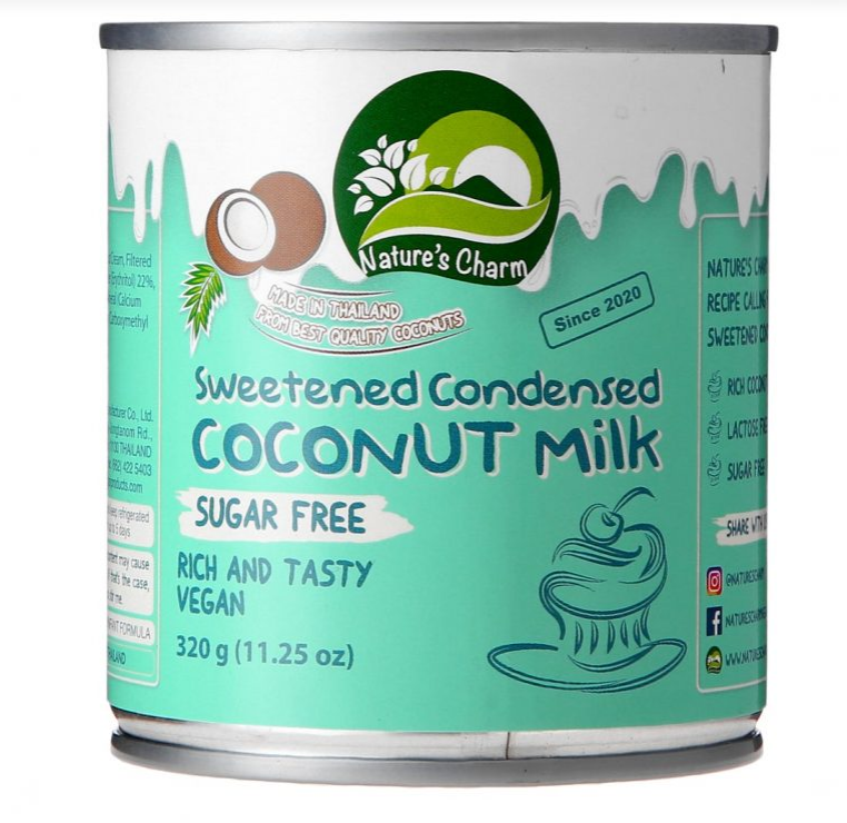 (ยกลัง) นมข้นหวานมะพร้าวชูการ์ฟรี Nature's Charm Sweetened Coconut Condensed Milk Sugar Free 320 g.x24 (02-7772-11)