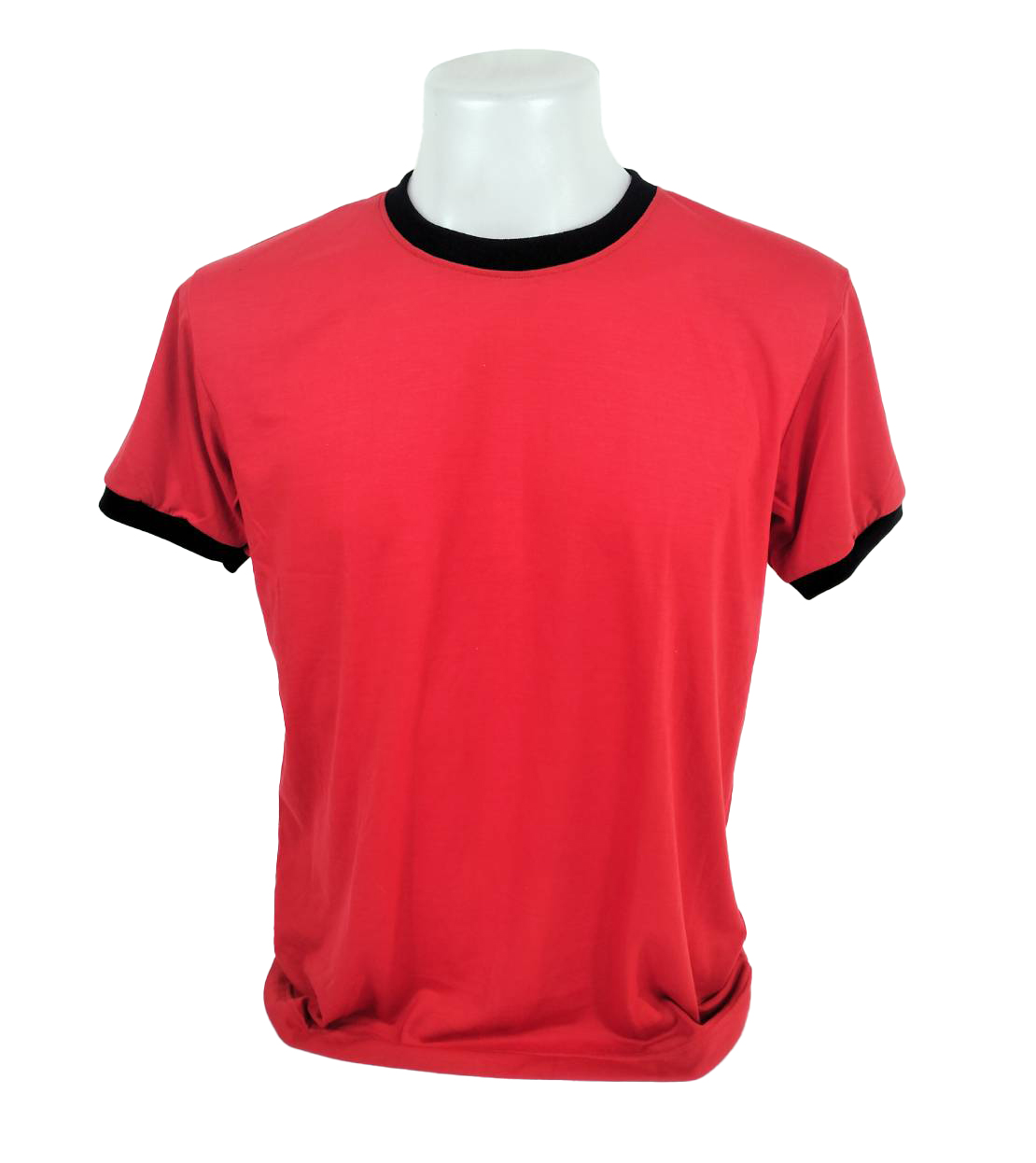 เสื้อยืดคนงานสีแดง คอกลมสีดำ