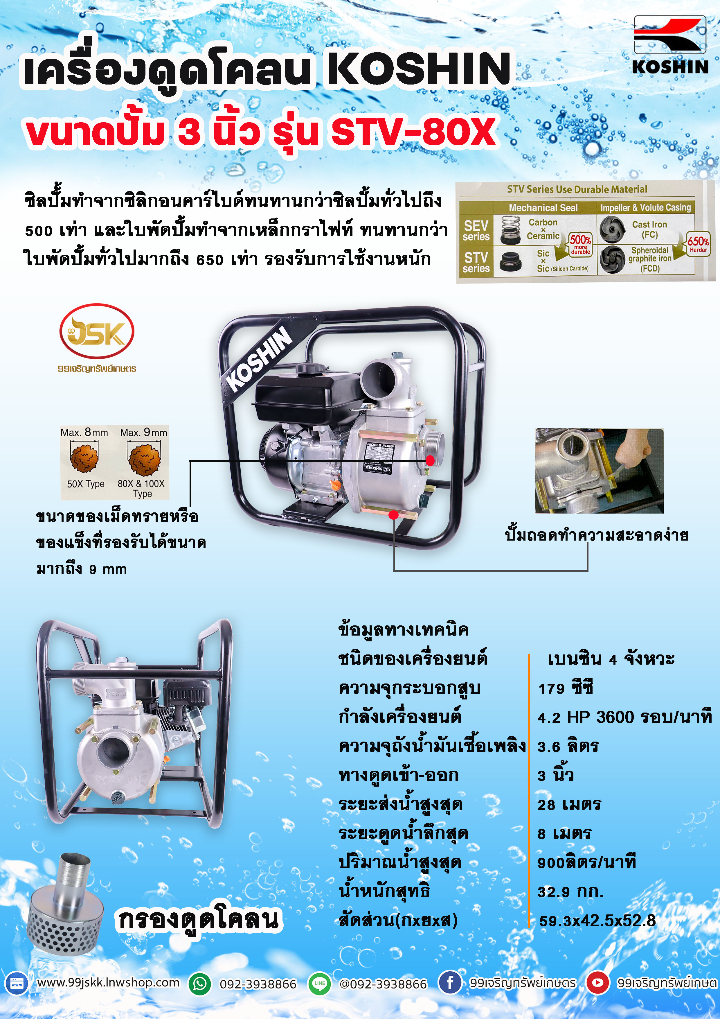 เครื่องดูดโคลน โคชิน(KOSHIN) รุ่น STV-80x