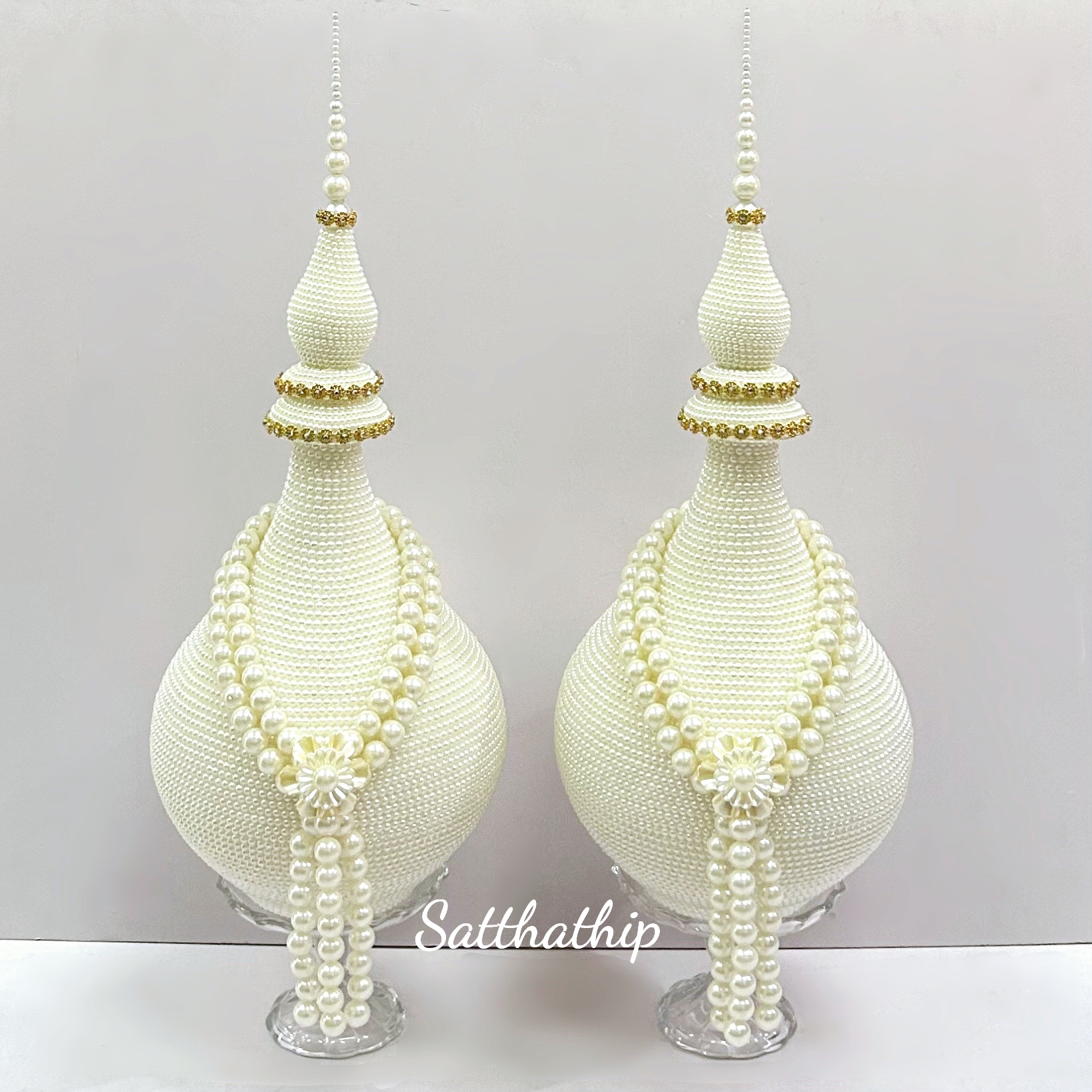 พานพุ่ม - พานพุ่มสักการะ - พานพุ่มเงินทอง - พานพุ่มสีขาว [8 นิ้ว/ 3,500บาท/คู่]