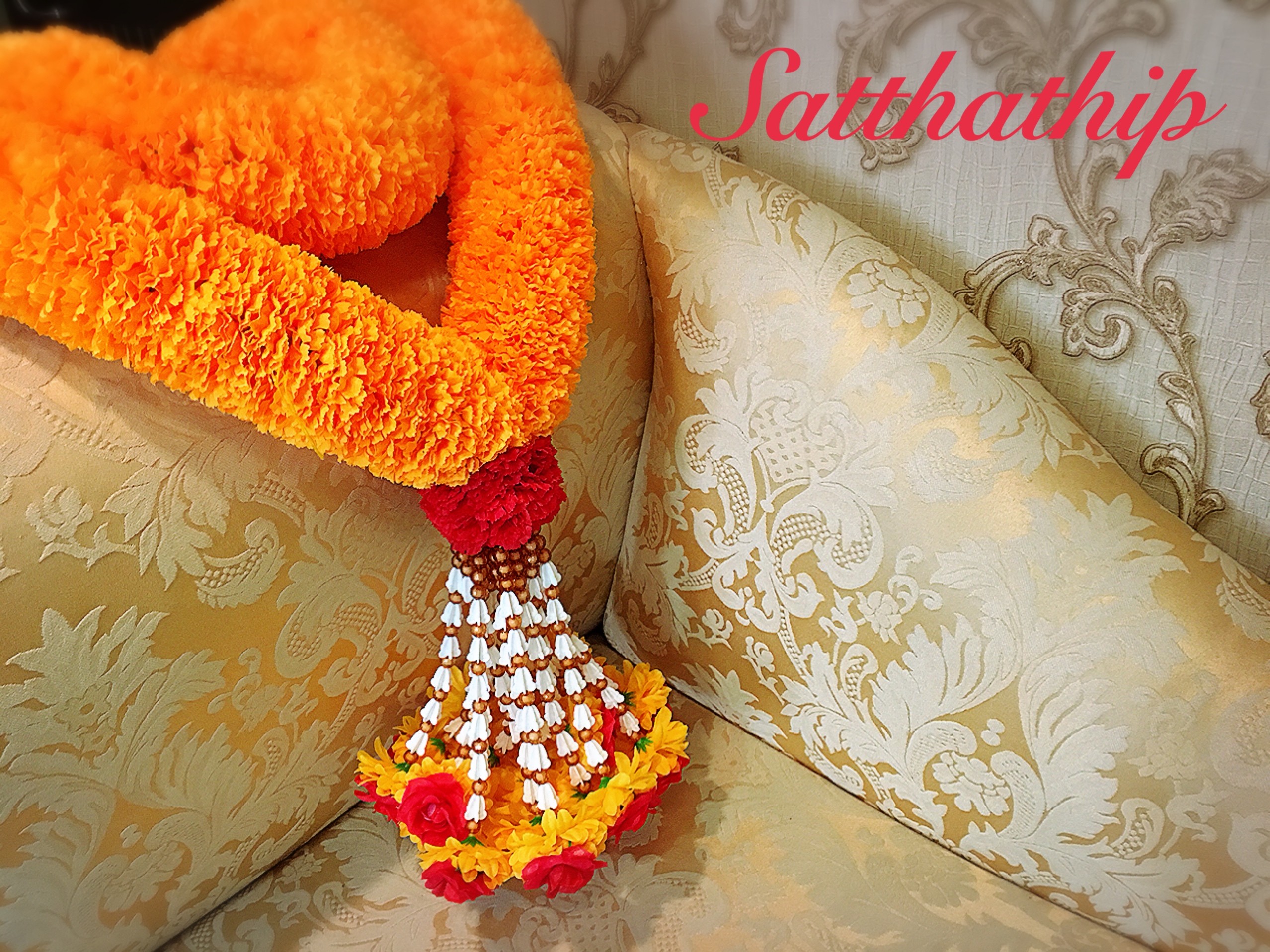 พวงมาลัยผ้า - พวงมาลัยดอกดาวเรือง ประดิษฐ์ - พวงมาลัยถวายศาลพระภูมิ - Fabric Garland