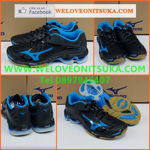 Mizuno Wave Lightning Z2 สีดำคาดฟ้า สีสวย น่าใช้ คุณภาพดี โดดเด่น รองรับแรงกระแทกเยี่ยม V1GA160023