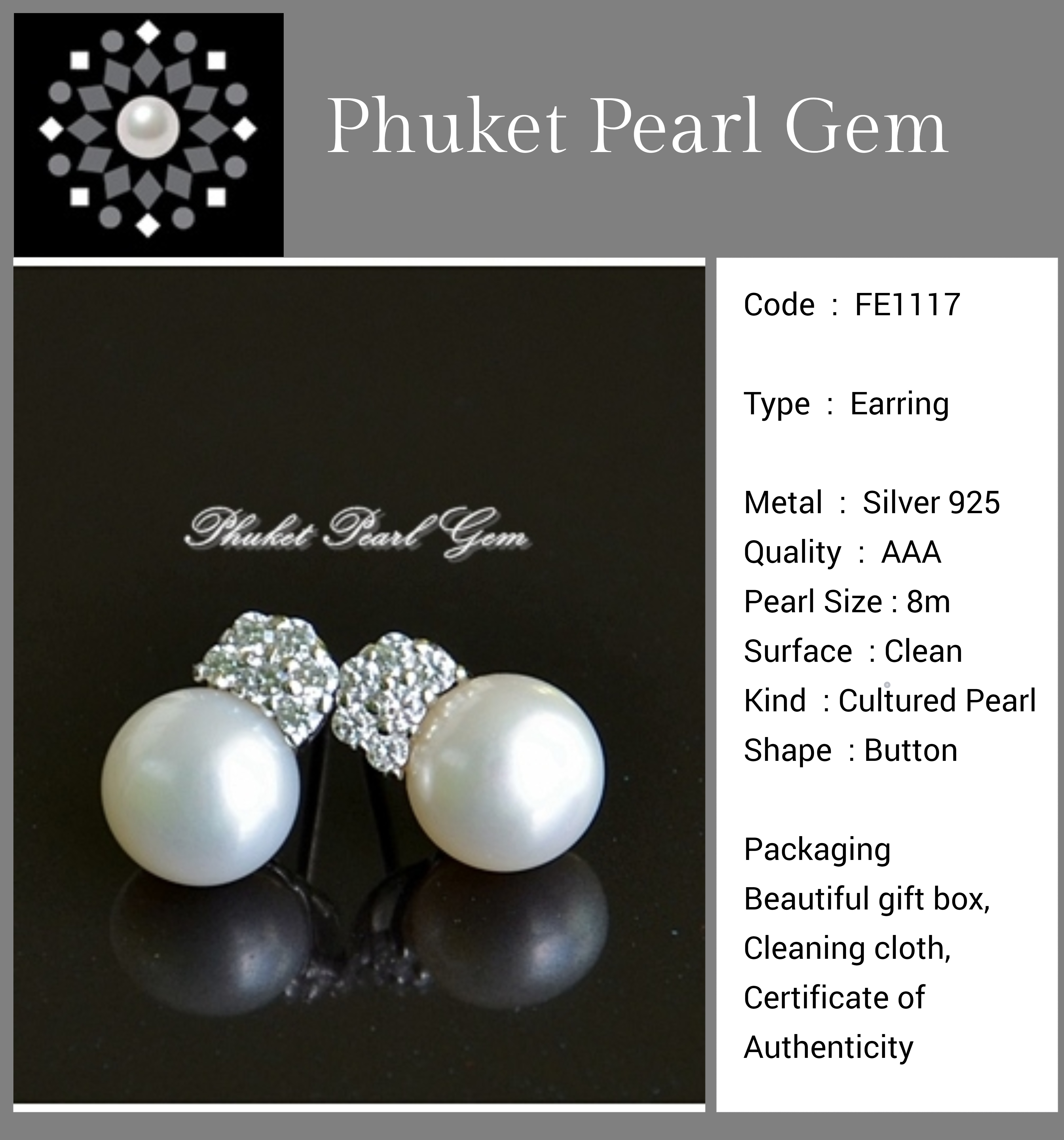 Phuket Pearl Gem Princess Pearl Earring