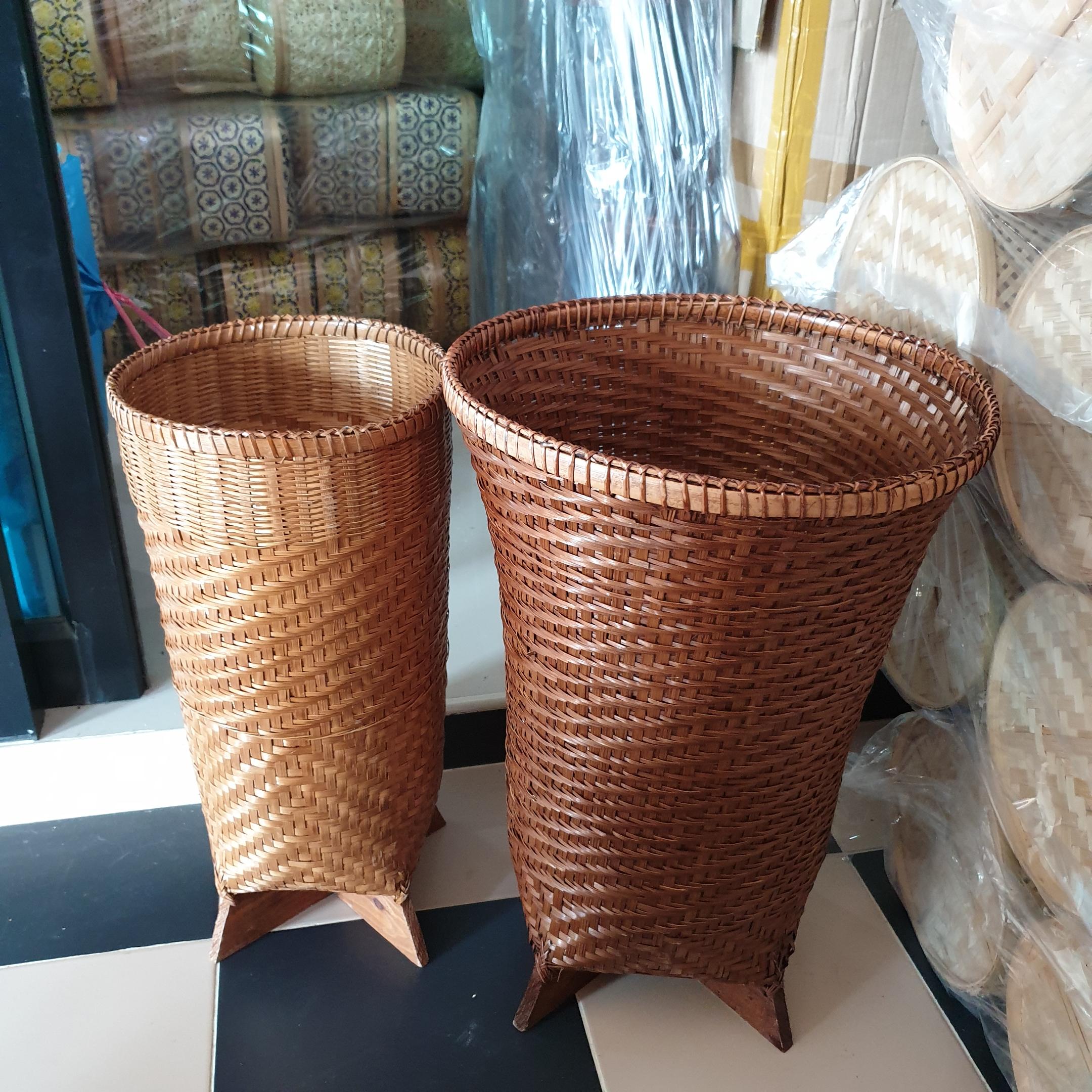 กระบุงไม้ไผ่ ทรงสูง ตะกร้าใส่ต้นไม้ ตะกร้าใส่ดอกไม้