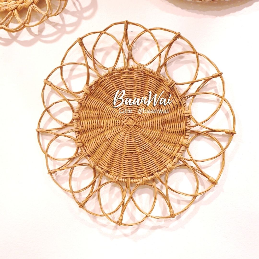 แผ่นรองจานหวาย แผ่นตกแต่งผนัง แผ่นรองหวาย ทรงกลม