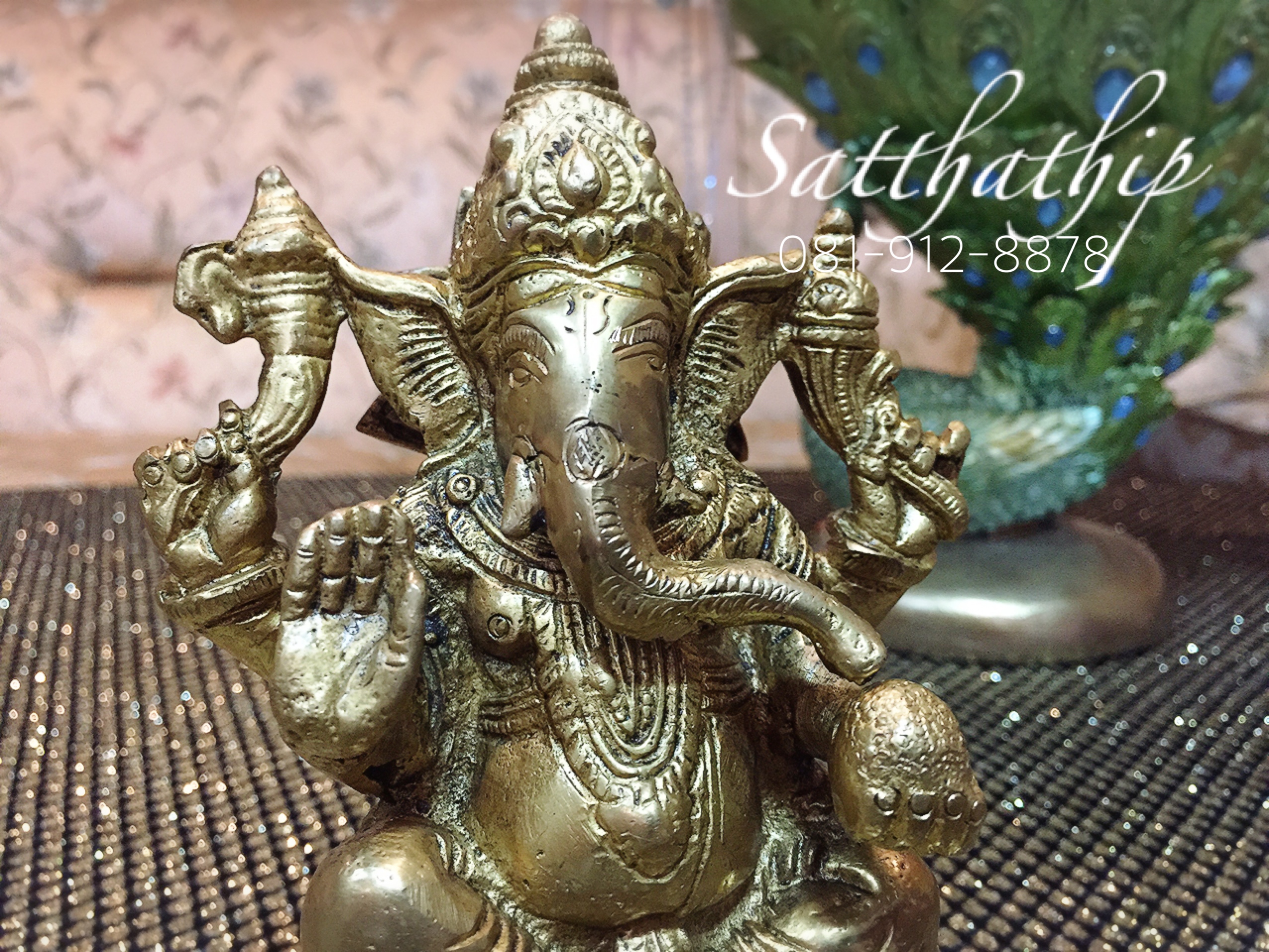 พระพิฆเนศปางสัมปทายะคเณศ (ทองเหลือง) ผลิตและนำเข้าจากอินเดีย - Ganesha: Lord of Success