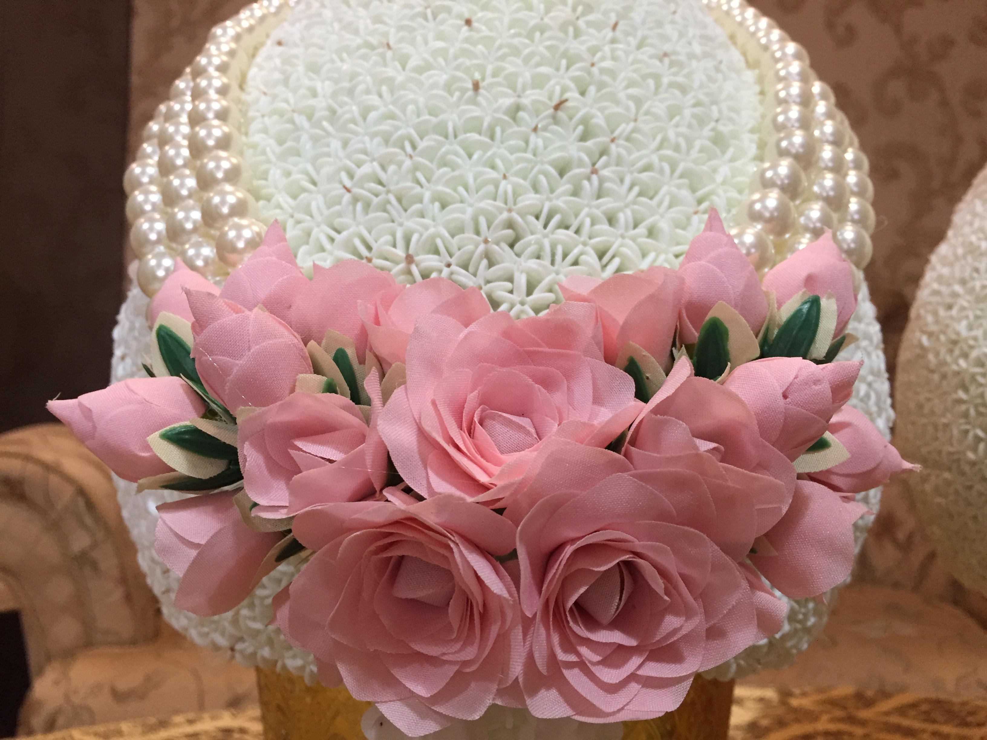 พานพุ่ม - พานพุ่มสักการะ - พานพุ่มดอกรัก - พานพุ่มดอกรักประดิษฐ์ (พลาสติก) - พานพุ่มสีขาว - Panpum