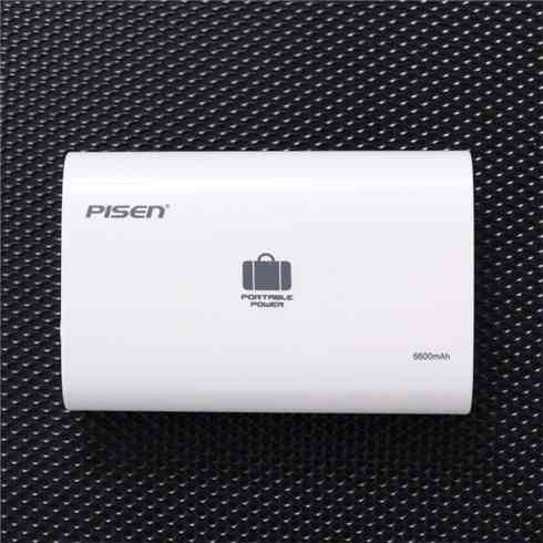PISEN แบตสำรองแท้ 6,600 mAh พาวเวอร์แบงค์ USB 5V-2A Portable Power รุ่น TS-UC025 ปุ่มสวิตซืเปิด-ปิด ไฟฉาย LED แสดงสถานะพลังงาน เก็บประจุเต็มที่ได้ยาวนาน รูปทรงโค้งมน ขนาดกระทัดรัดจับถนัดกระชับมือ - สีขาว