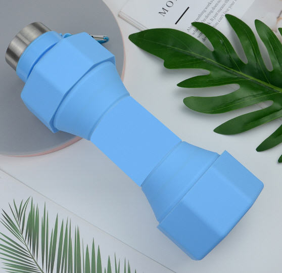 ขวดน้ำซิลิโคนพับได้,ขวดน้ำซิลิโคน,ขวดน้ำดัมเบล,650ml