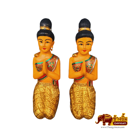 นางไหว้แกะสลัก ( นั่ง )