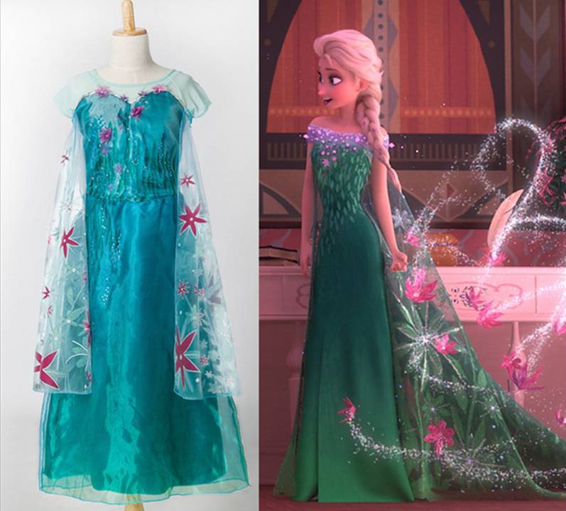 ชุดเจ้าหญิง โฟรเซ่น สีเขียวดอกไม้ Frozen fever รหัสสินค้า#FZ408 Size 140