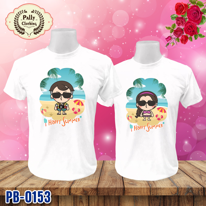 เสื้อคู่รัก PB-0153 ลาย Happy Summer