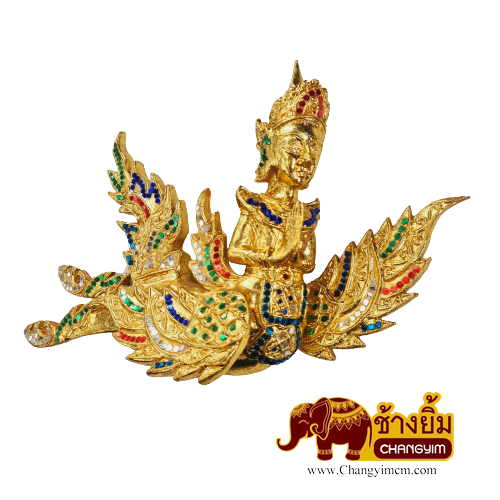 กินรีแกะสลักลงทองคำ ( แบบแขวน )