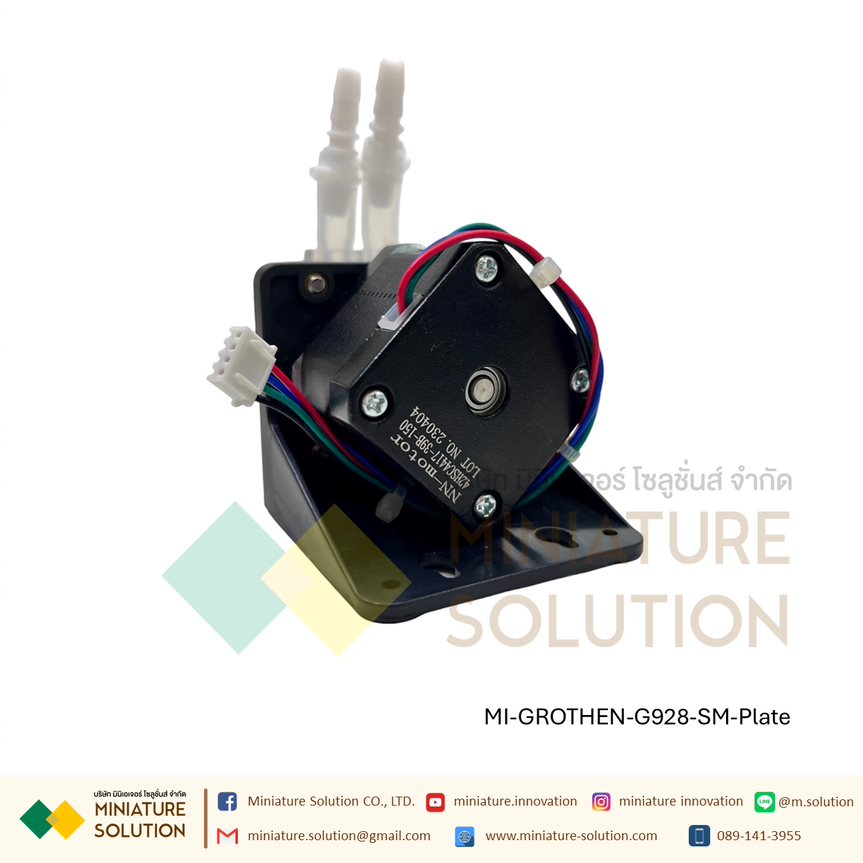 GROTHEN STEPPING Motor ปั๊มรีดพร้อมท่อซิลิโคน ปั๊มปุ๋ย ปั๊มสารเคมี เกรดอุตสาหกรรม Dosing Liquid Transfer (STEPPING)(Cover สีใส)(G928-SM-Plate)(6.5*9.6mm)