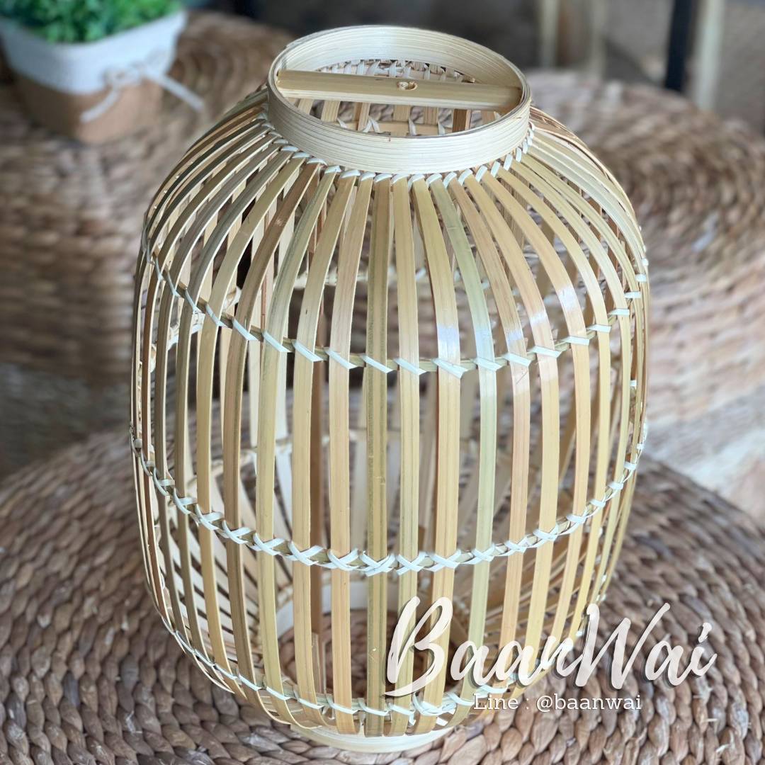 โคมไฟไม้ไผ่ โคมไฟ โคมไฟไม้ไผ่สานทรงรี 25 cm. สูง 35 cm