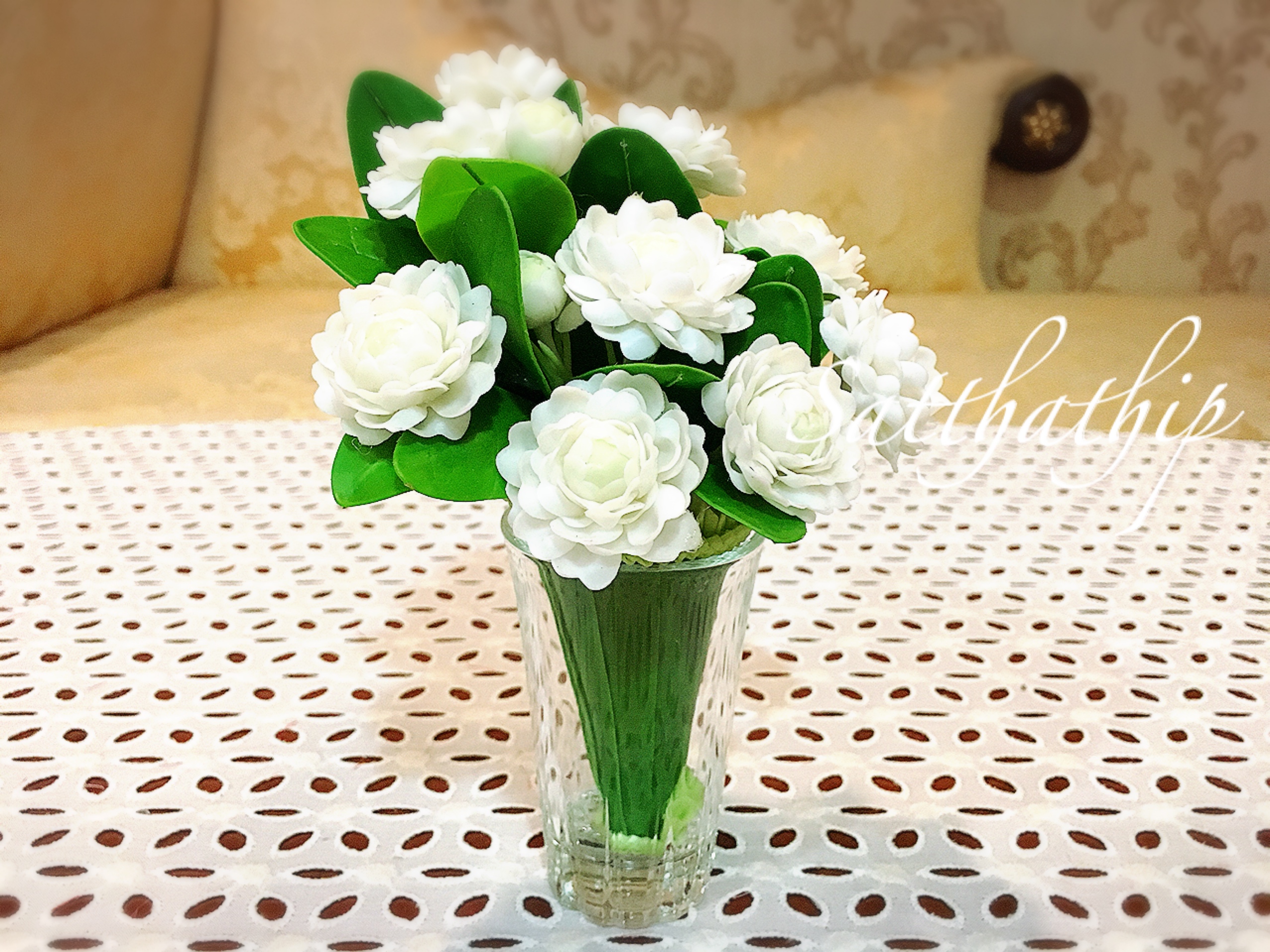 กรวยดอกมะลิ ประดิษฐ์จากดิน - ดอกมะลิ - ดอกมะลิ ประดิษฐ์ - ของขวัญวันแม่ - Jasmine flower