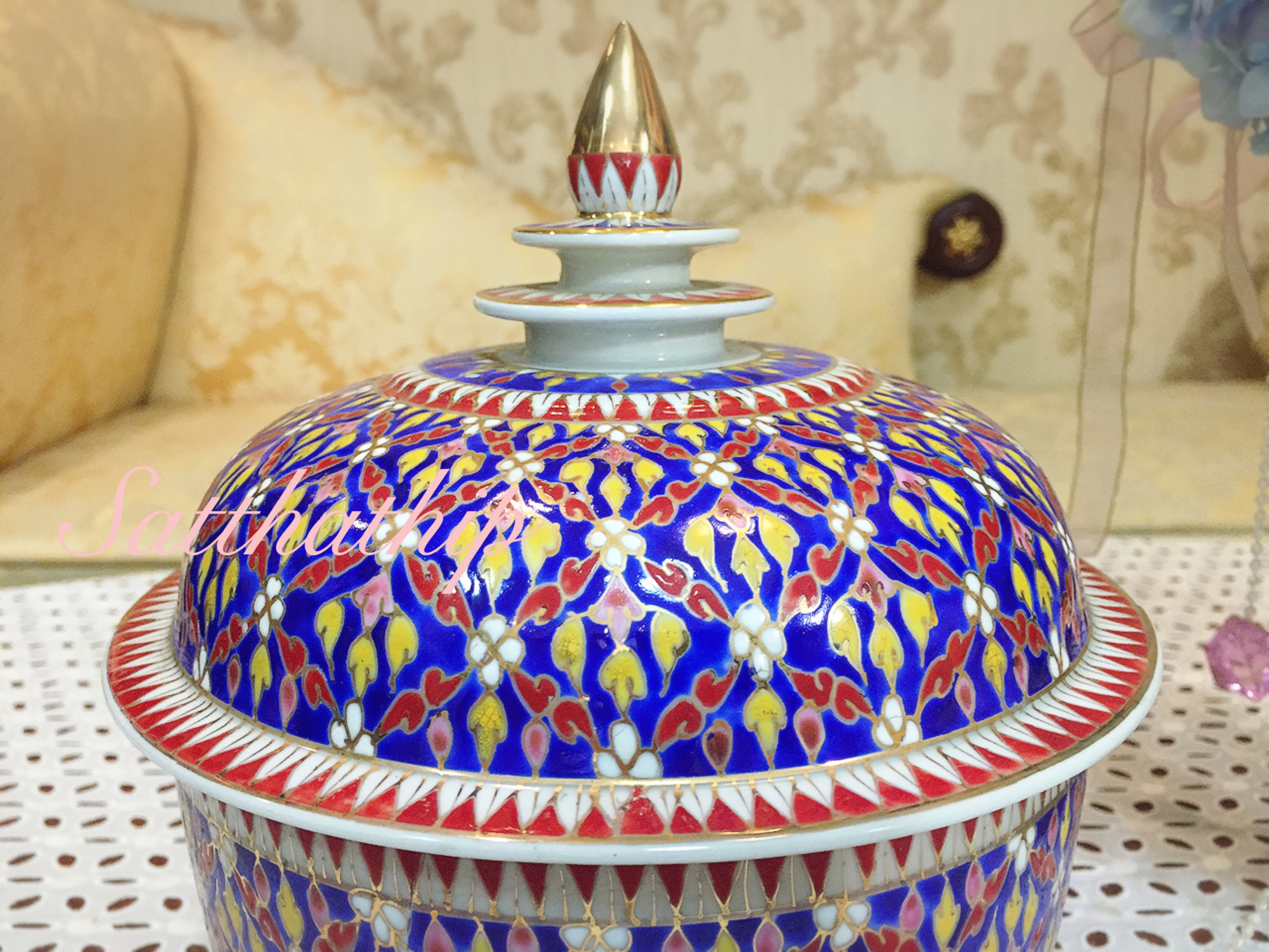 โกศอัฐิ เบญจรงค์ - โถ เบญจรงค์ - โถบรรจุอัฐิ