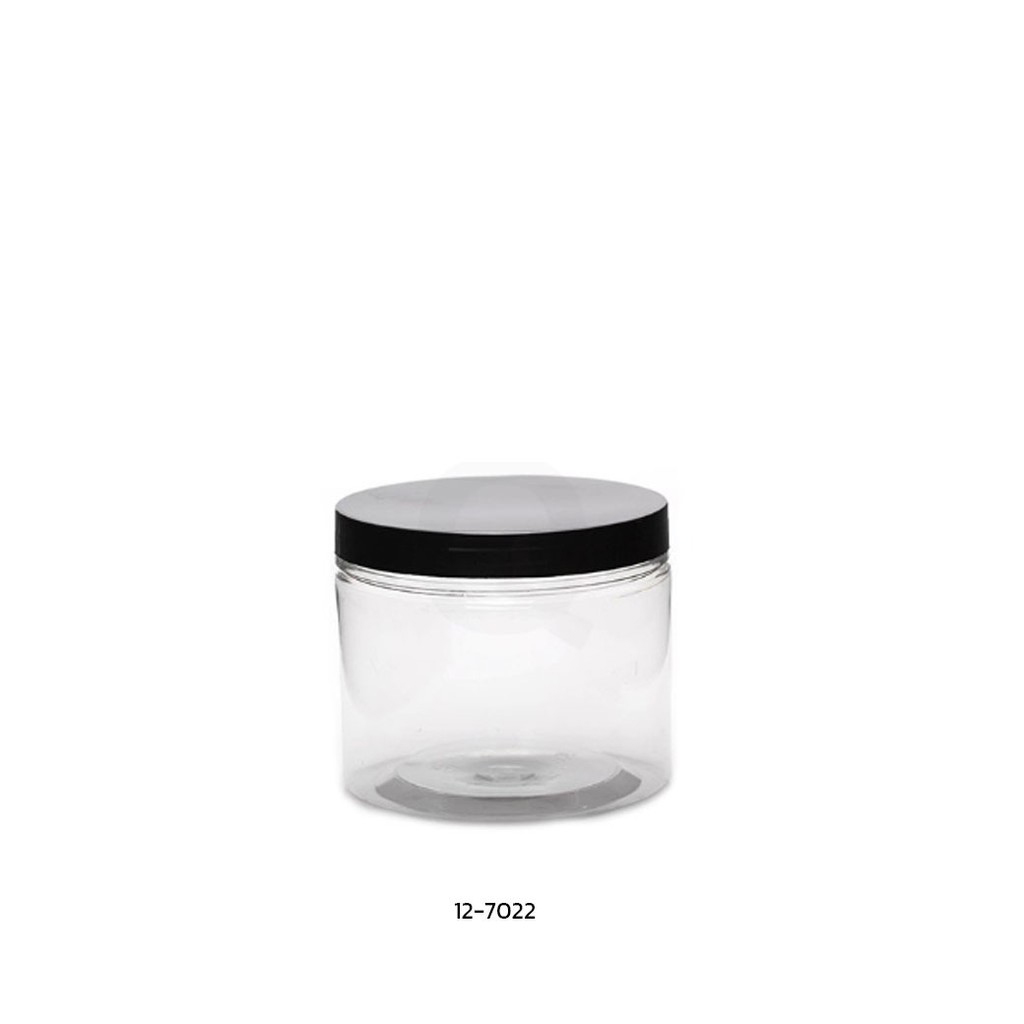 กระปุก Pet ใส ขนาด 10x 8 ซม. ฝาดำ 1 ใบ (12-7022)
