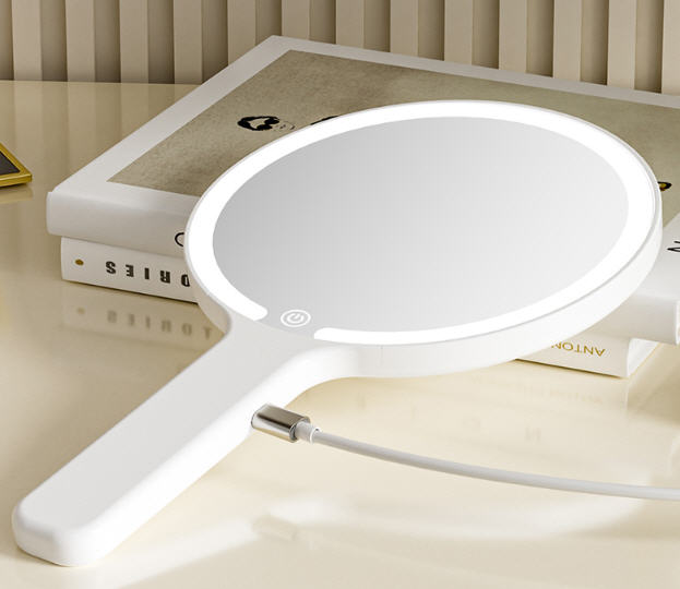 กระจกด้ามจับ,กระจกแต่งหน้า,กระจก,กระจกสกรีนโลโก้,ของแจก,กระจกพกพาไฟLED,กระจกLED