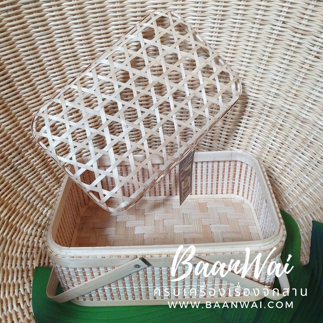 กล่องปิ่นโต ทรงสี่เหลี่ยม ฝาโปร่ง ขนาด 17*26*10 cm