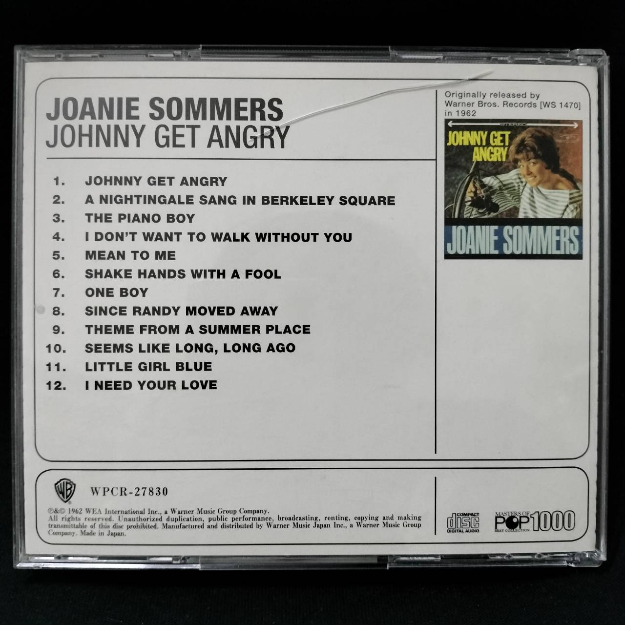 Joanie Sommers – Johnny Get Angry / JAPAN / แผ่นดี / มี Obi