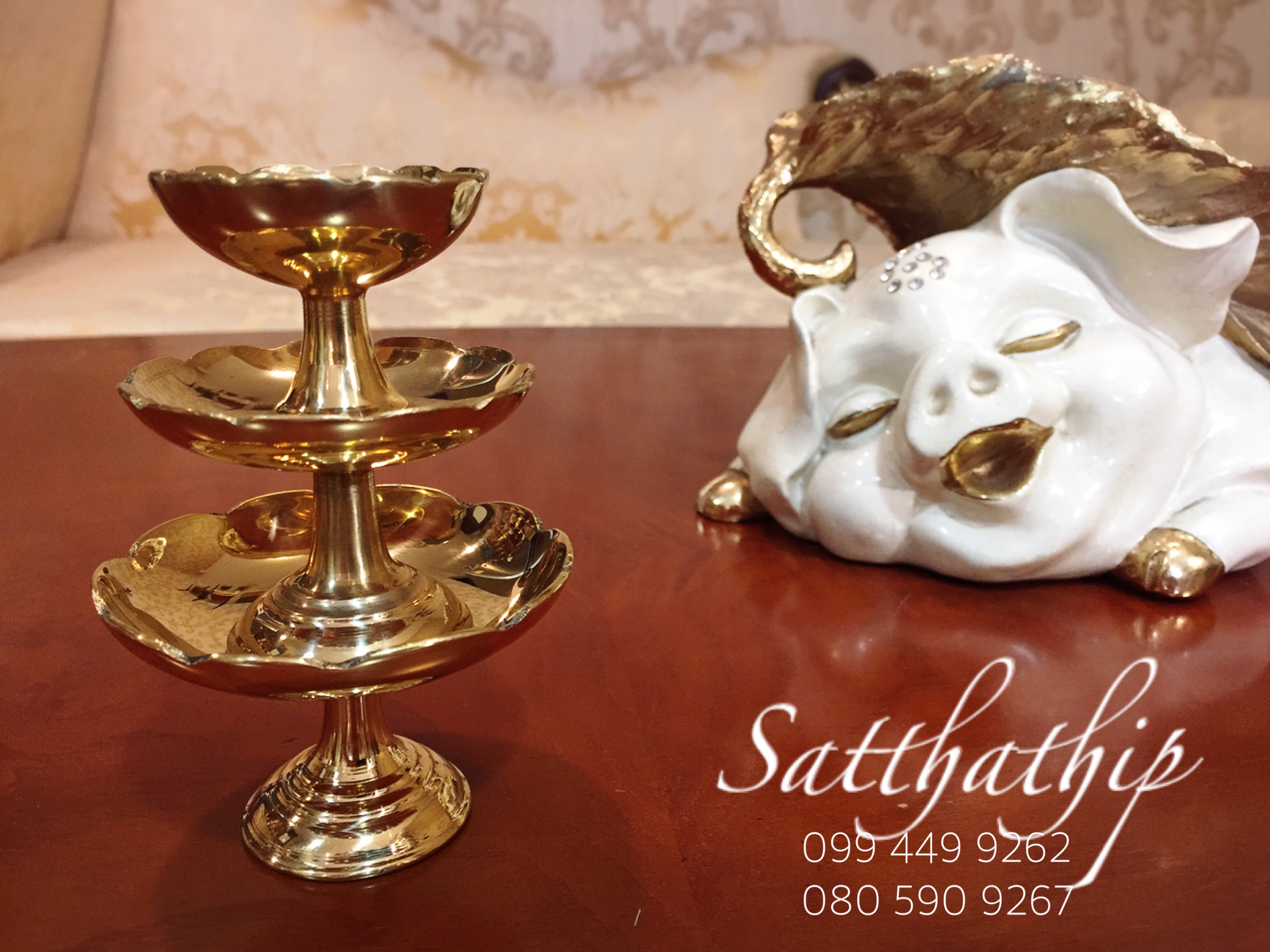 พานทองเหลือง ขนาด เส้นผ่าศูนย์กลาง 3 นิ้ว - พานทองเหลือง - พานปากจีบ ทองเหลือง