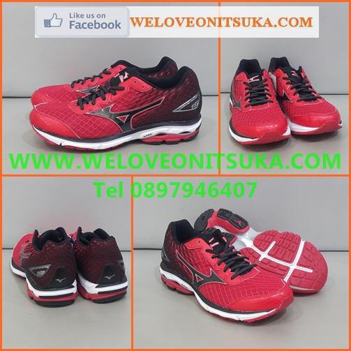 รองเท้าวิ่ง Mizuno Wave Rider19 สีแดงไล่ดำ รุ่นยอดนิยม สีสวยโดดเด่น ชัดเจน หนานุ่ม รองรับแรงกระแทกอย่างดี ลวดลายสวยงาม J1GC160310