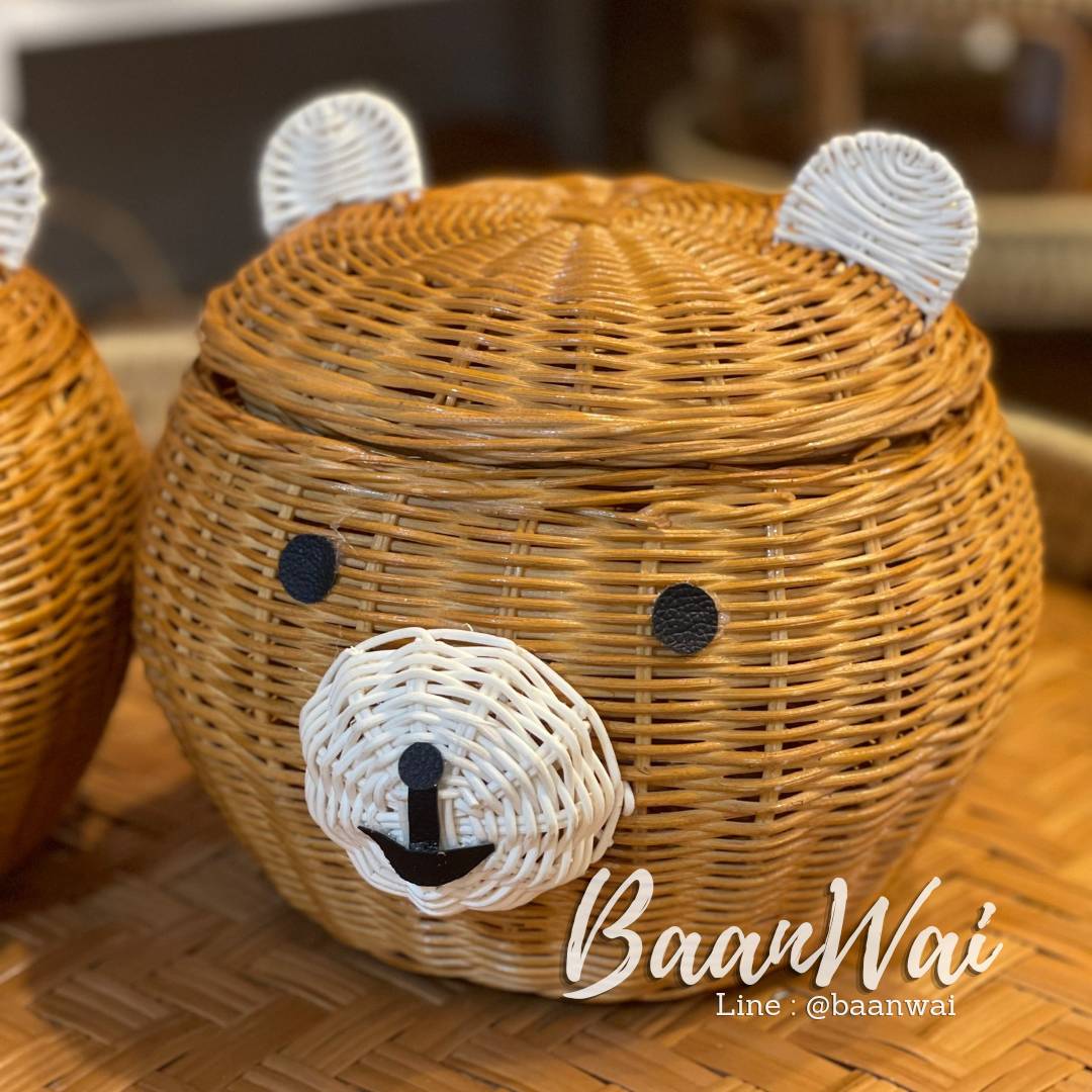 ตะกร้าหวาย เก็บของ รูปทรงหมี รุ่น แบร์ฮัก ตะกร้าหวายรูปทรงหมี