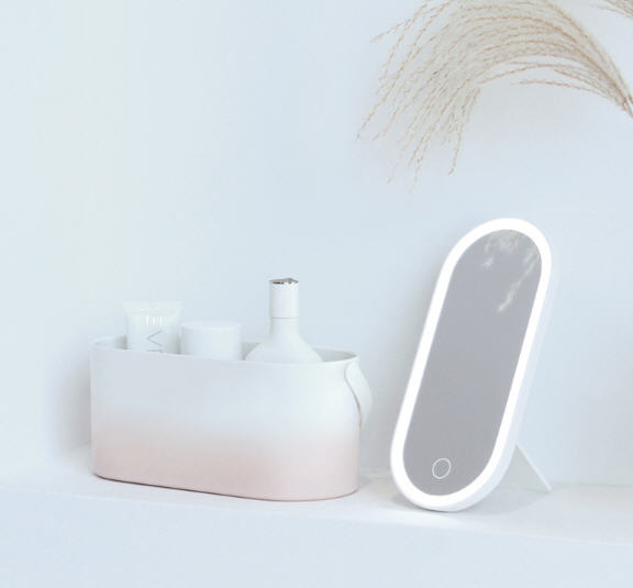 กล่องเก็บเครื่องสำอาง,กล่องใส่เครื่องสำอางค์,กล่องเก็บเครื่องสำอางพร้อมกระจกและไฟ LED,สกรีนโลโก้