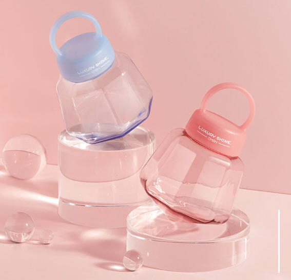 กระบอกน้ำพลาสติกรูปเพชร,แก้วแหวนพลาสติก,350ml