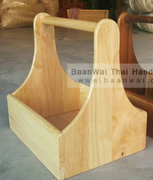 กล่องไม้วางเครื่องปรุง ถาดไม้วางเครื่องปรุง กระเช้าไม้วางเครืองปรุง มี 2 ขนาด (ขนาด 6*6 นิ้ว)