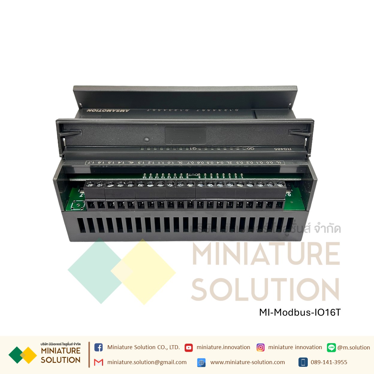 Modbus IO RTU Modbus-IO16T RTU 16 ทรานซิสเตอร์ Amsamotion DI16 DQ16 RLY