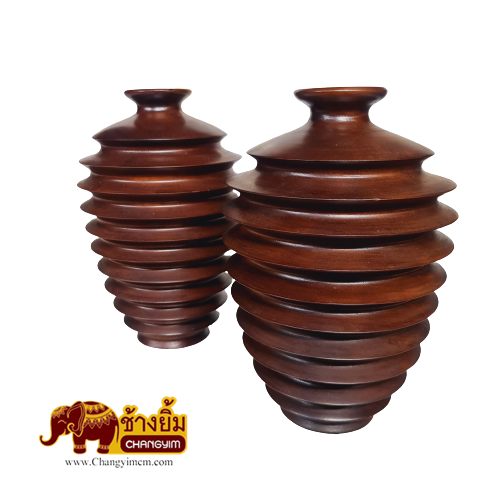 แจกันเกรียวปากแคบ สูง 12 นิ้ว สีโอ๊ค