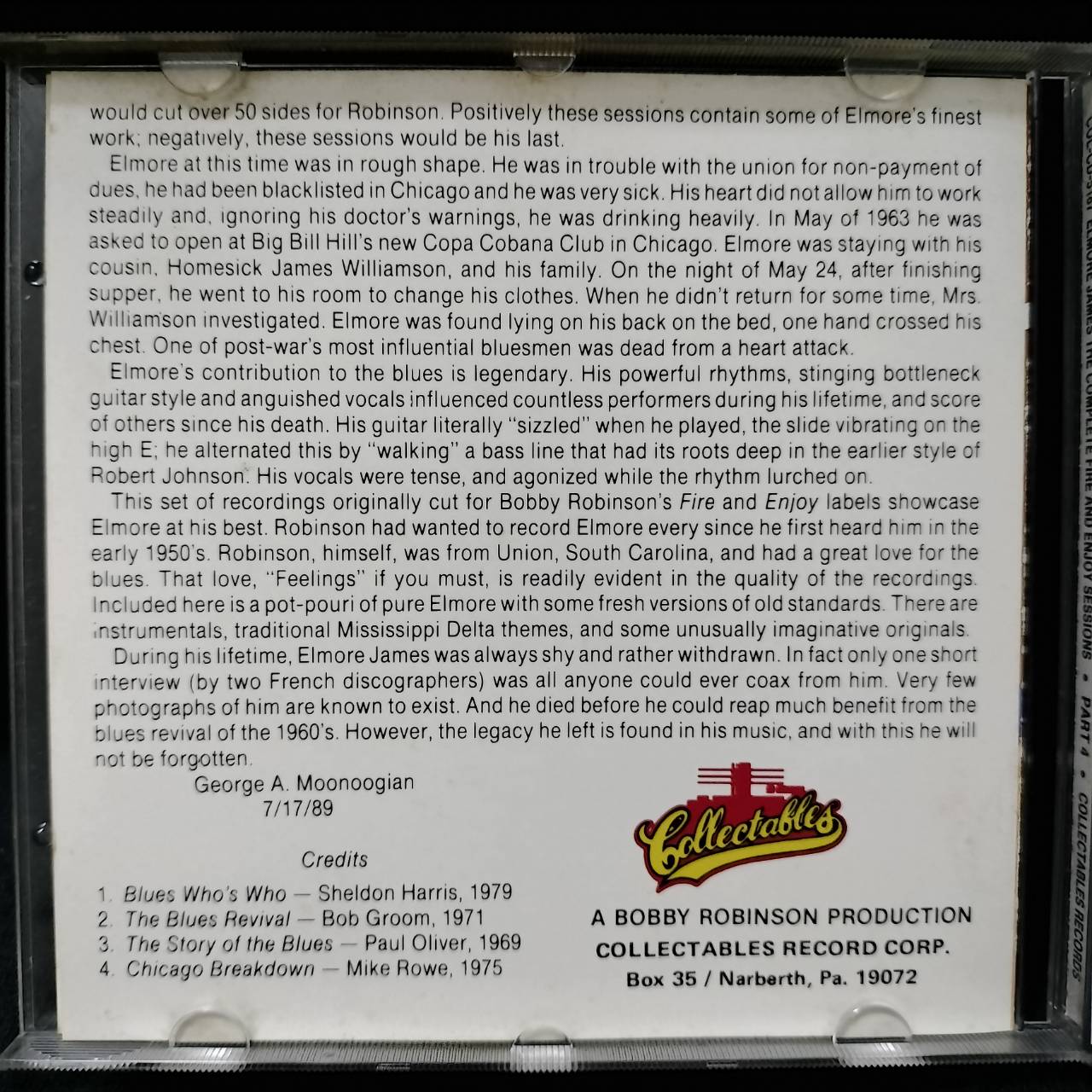 Elmore James – The Complete Fire & Enjoy Sessions Part 4 / CANADA / ปกมีจุดเหลือง / แผ่นดี