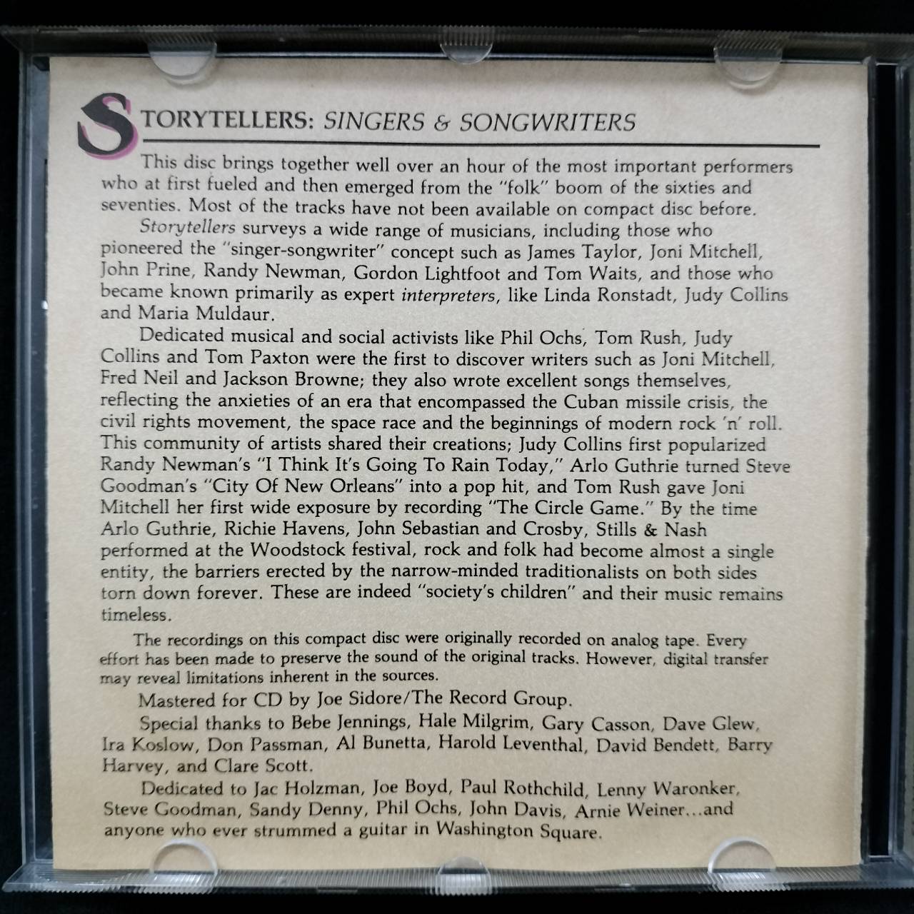 Various – Storytellers: Singers And Songwriters / USA / แผ่นดี