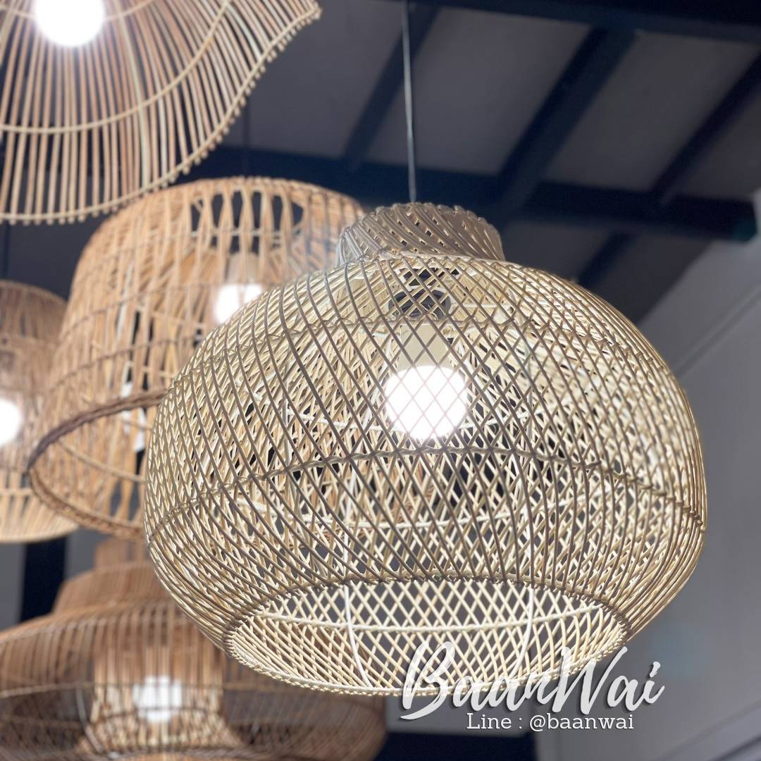 โคมไฟหวายขาว โคมไฟตกแต่งบ้าน