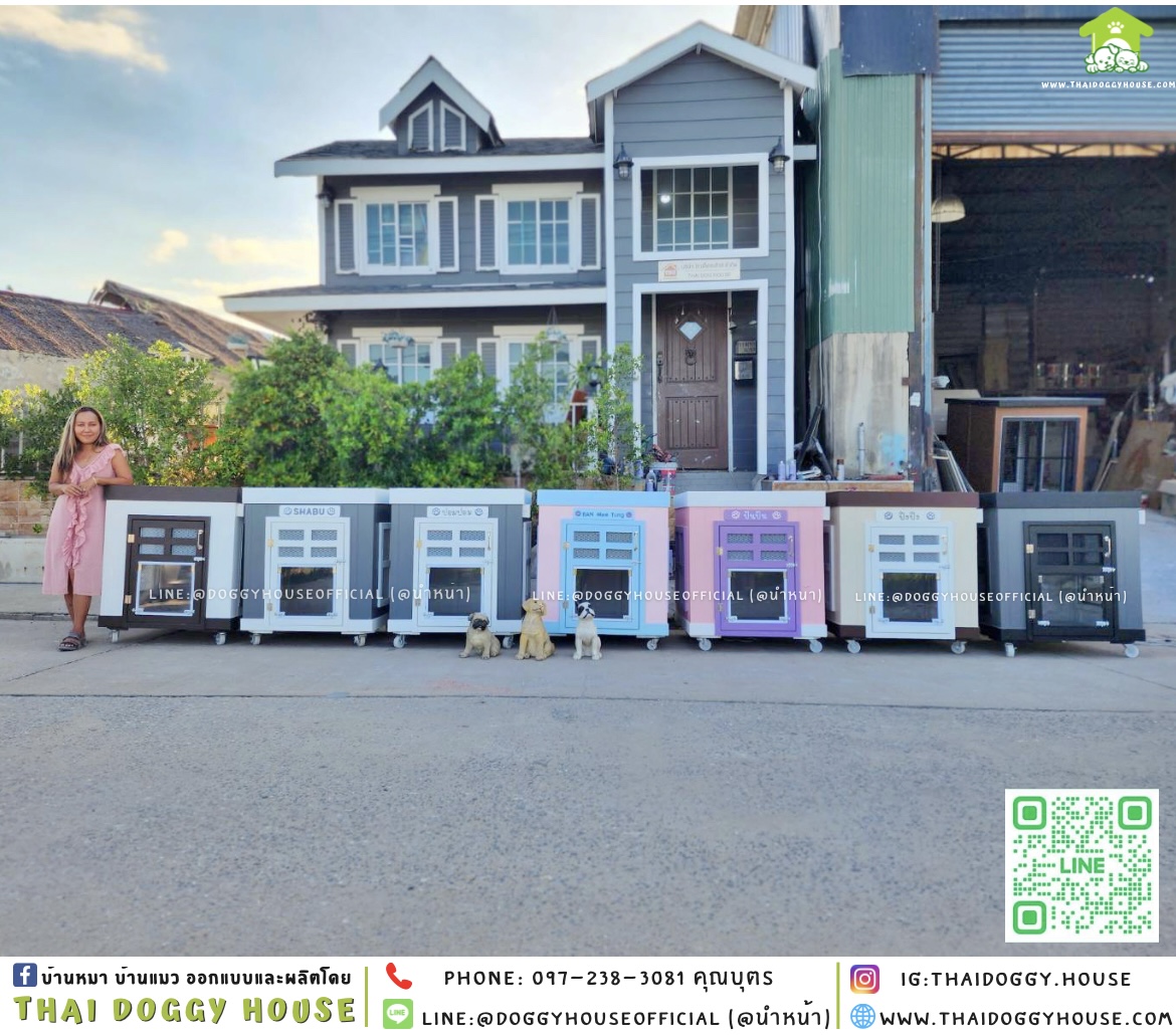 🏡บ้านหมา ติดพัดลม มุ้งลวด+ตะแกรงเหล็ก ทรง 𝐁𝐎𝐗 ✨