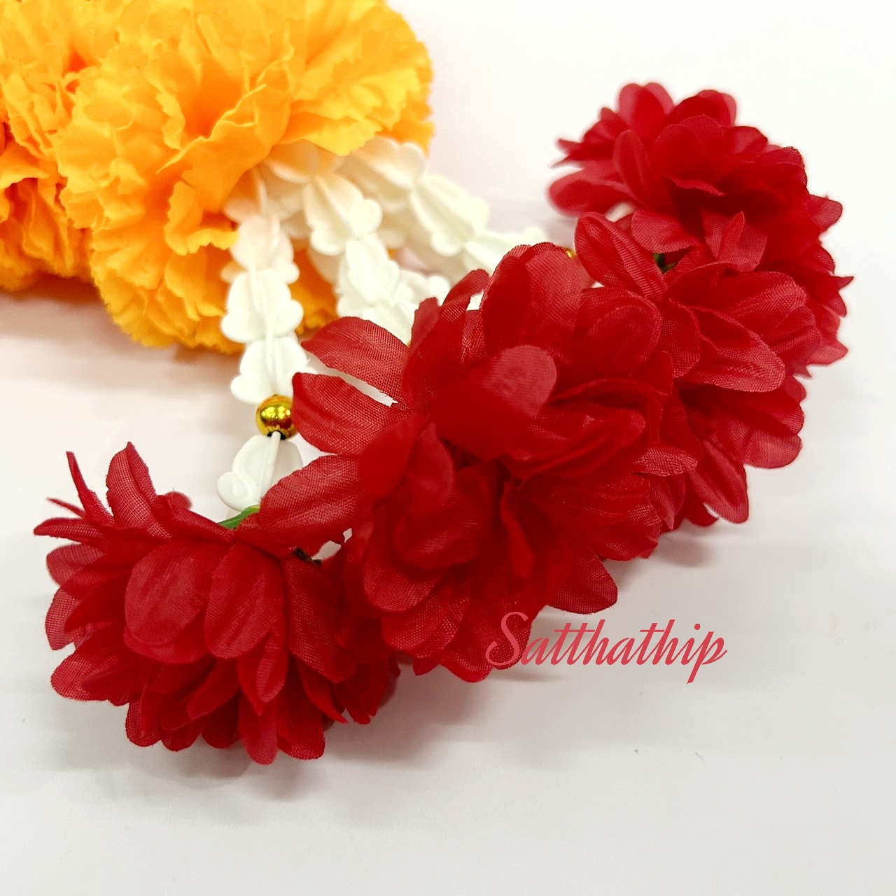 พวงมาลัยผ้า - พวงมาลัยดอกดาวเรืองผ้า - พวงมาลัยดอกดาวเรือง ประดิษฐ์ - พวงมาลัยถวายศาลพระภูมิ