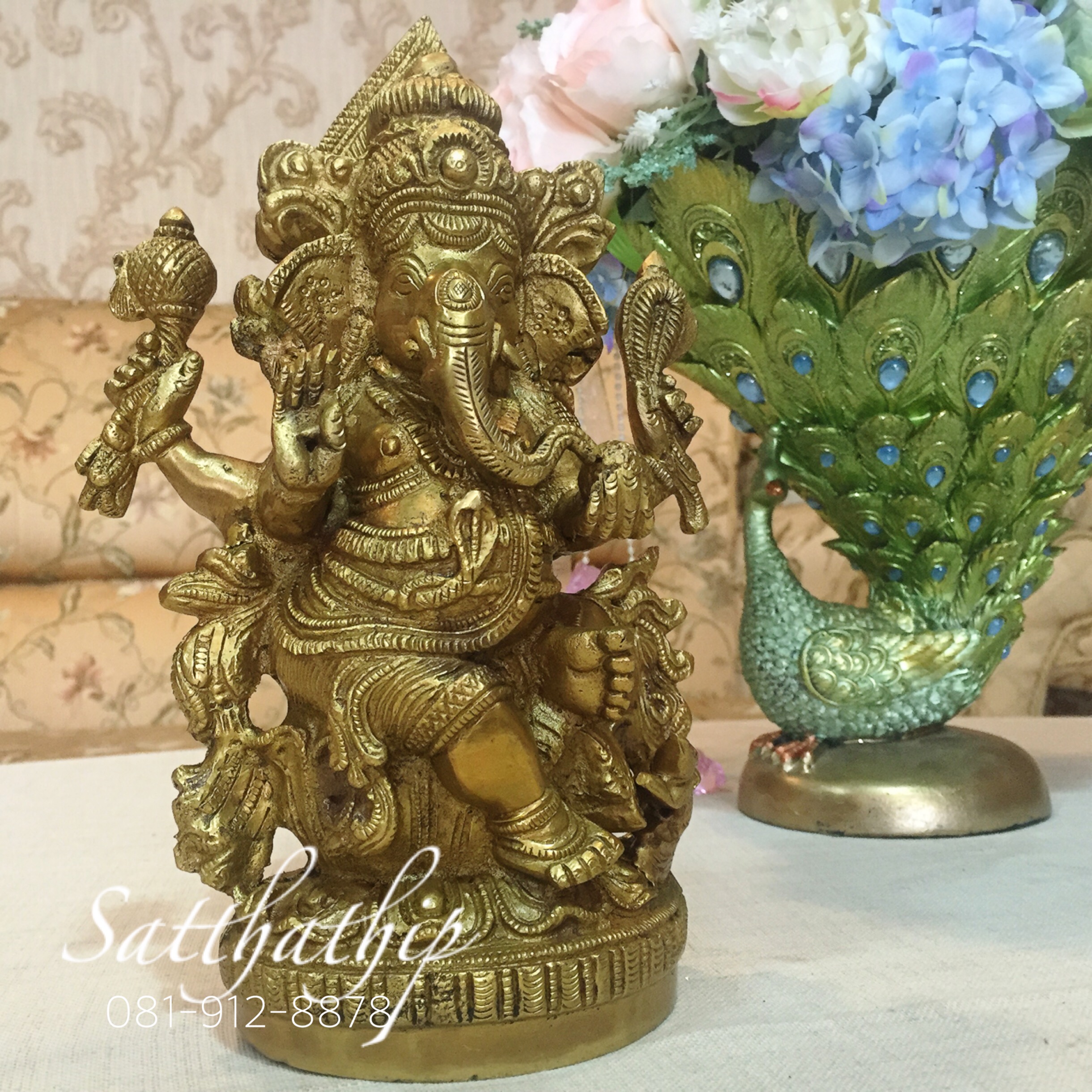 พระพิฆเณศ ปางสัมปทายะคเณศ (ทองเหลือง) ผลิตและนำเข้าจากอินเดีย - Ganesha: Lord of Success