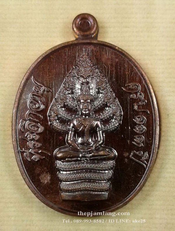 เหรียญพระนาคปรกรุ่นแรก(3) หลวงปู่สอ วัดโพธิ์ศรี นครพนม เนื้อทองแดง รมน้ำตาล ปี 2561