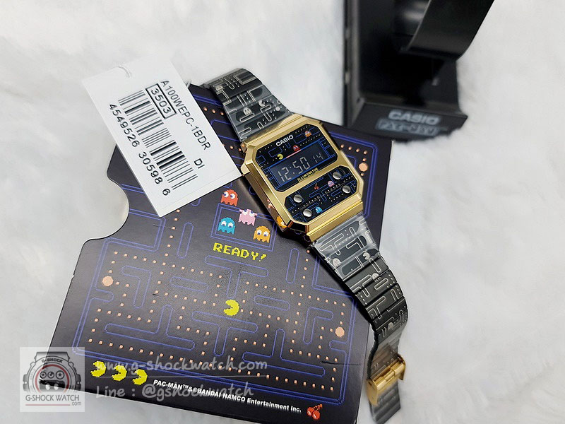 CASIO นาฬิกาข้อมือ นาฬิกากันน้ำ นาฬิกาของแท้ ประกันศูนย์ CMG 1 ปี รุ่น A100WEPC-1B