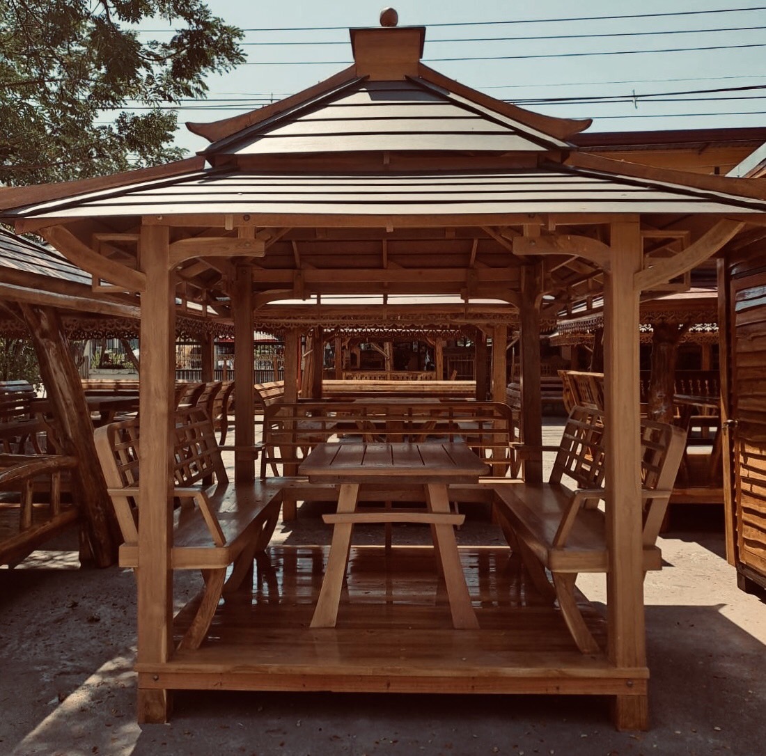 (รหัส JP-1) ศาลาไม้สัก”ทรงญี่ปุ่น” สีเงา ขนาด 2x2x3 ม.